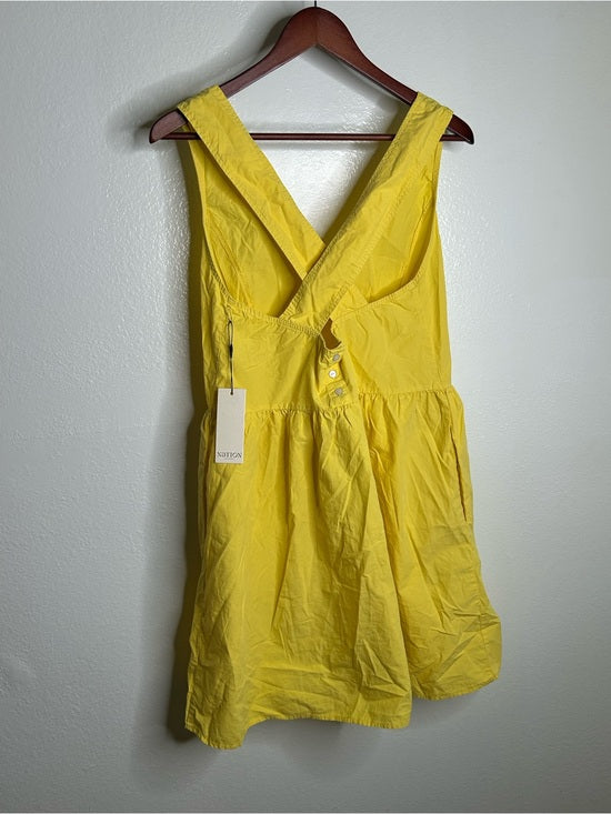 Nation LA 100% Pima Cotton Yellow Criss Cross Back Popover Tank Dress