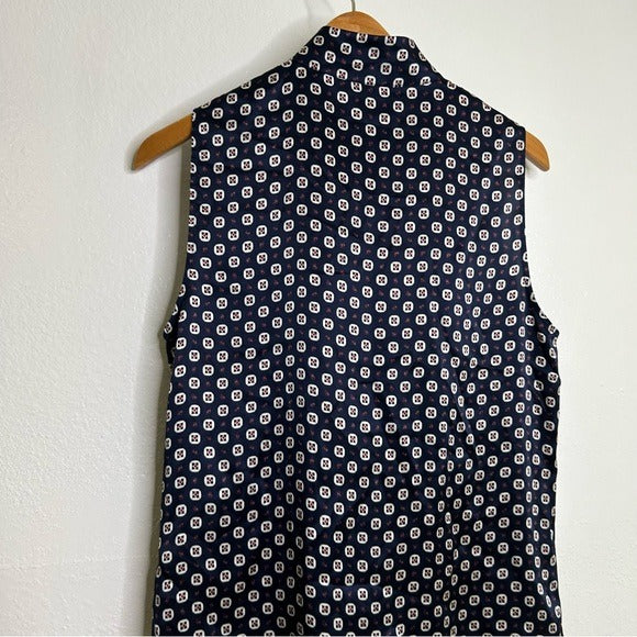FRAME 100% Silk Navy Button Down Lightweight Tank Top Blouse