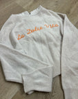 House of Harlow 100% Cashmere 'La Dolce Vita' Embroidered Tan Hooded Sweater