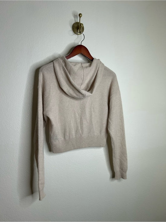 House of Harlow 100% Cashmere 'La Dolce Vita' Embroidered Tan Hooded Sweater
