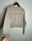 House of Harlow 100% Cashmere 'La Dolce Vita' Embroidered Tan Hooded Sweater