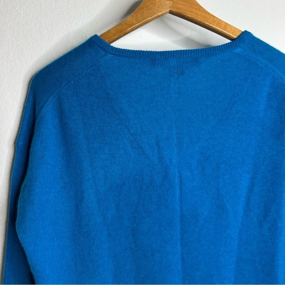Skull Cashmere 100% Cashmere Bright Blue V - Neck Knit Sweater