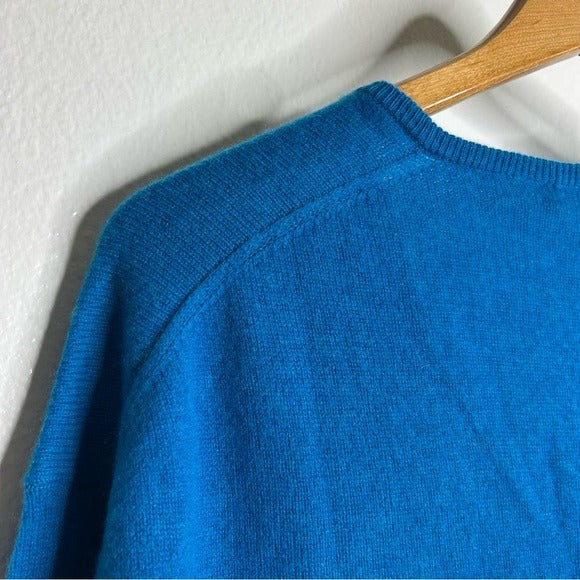 Skull Cashmere 100% Cashmere Bright Blue V - Neck Knit Sweater