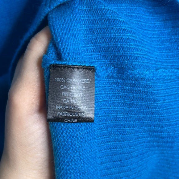 Skull Cashmere 100% Cashmere Bright Blue V - Neck Knit Sweater