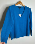 Skull Cashmere 100% Cashmere Bright Blue V - Neck Knit Sweater