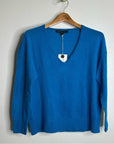 Skull Cashmere 100% Cashmere Bright Blue V - Neck Knit Sweater