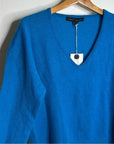 Skull Cashmere 100% Cashmere Bright Blue V - Neck Knit Sweater