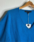 Skull Cashmere 100% Cashmere Bright Blue V - Neck Knit Sweater