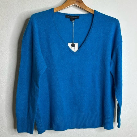 Skull Cashmere 100% Cashmere Bright Blue V - Neck Knit Sweater