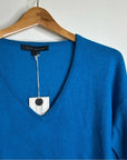 Skull Cashmere 100% Cashmere Bright Blue V - Neck Knit Sweater