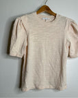FRAME 100% Cotton Blush Light Pink Puff Sleeve T - Shirt Top