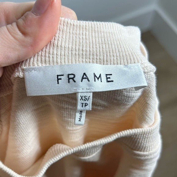 FRAME 100% Cotton Blush Light Pink Puff Sleeve T - Shirt Top