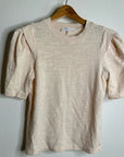 FRAME 100% Cotton Blush Light Pink Puff Sleeve T - Shirt Top