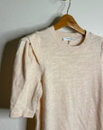 FRAME 100% Cotton Blush Light Pink Puff Sleeve T - Shirt Top