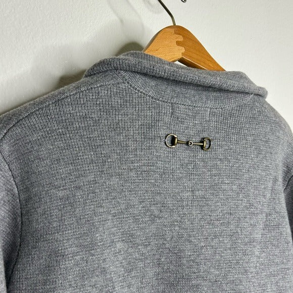 Ariat 100% Merino Wool Open Front Knit Jacket Cardigan Sweater Gray