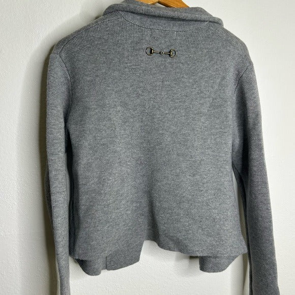 Ariat 100% Merino Wool Open Front Knit Jacket Cardigan Sweater Gray