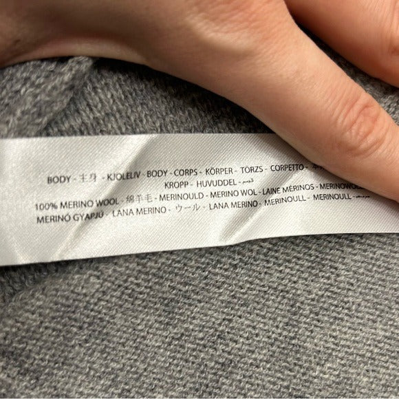 Ariat 100% Merino Wool Open Front Knit Jacket Cardigan Sweater Gray