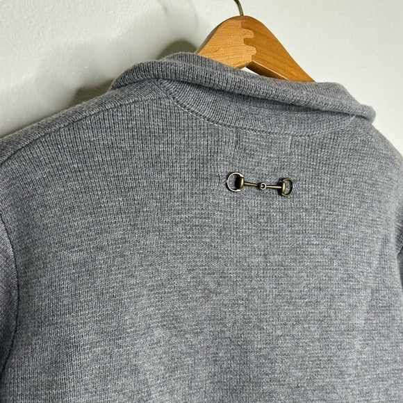 Ariat 100% Merino Wool Open Front Knit Jacket Cardigan Sweater Gray