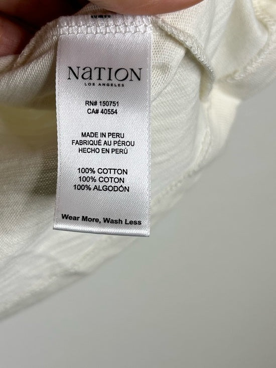 Nation LA 100% Cotton Emmy Cream Flutter Sleeve V - Neck Blouse Top