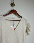 Nation LA 100% Cotton Emmy Cream Flutter Sleeve V - Neck Blouse Top