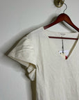 Nation LA 100% Cotton Emmy Cream Flutter Sleeve V - Neck Blouse Top