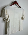 Nation LA 100% Cotton Emmy Cream Flutter Sleeve V - Neck Blouse Top