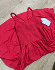 Nation LTD 100% Pima Cotton Penelope Cross Back Smocked Midi Dress Red