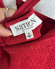 Nation LTD 100% Pima Cotton Penelope Cross Back Smocked Midi Dress Red