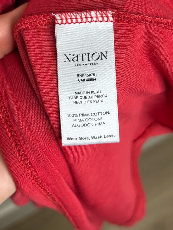 Nation LTD 100% Pima Cotton Penelope Cross Back Smocked Midi Dress Red