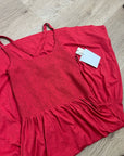 Nation LTD 100% Pima Cotton Penelope Cross Back Smocked Midi Dress Red