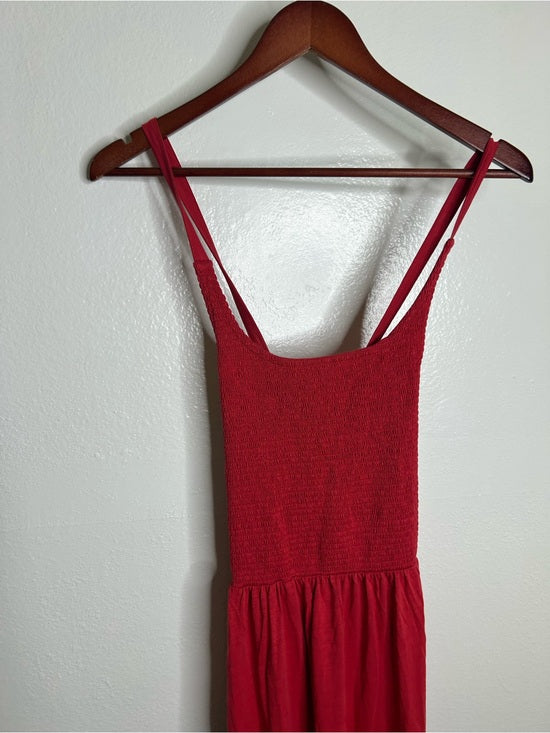 Nation LTD Nation LTD 100% Pima Cotton Penelope Cross Back Smocked Midi Dress Red - Cotton