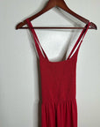 Nation LTD 100% Pima Cotton Penelope Cross Back Smocked Midi Dress Red