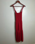 Nation LTD 100% Pima Cotton Penelope Cross Back Smocked Midi Dress Red
