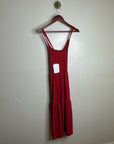 Nation LTD 100% Pima Cotton Penelope Cross Back Smocked Midi Dress Red