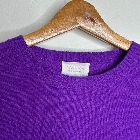 Caslon Caslon 100% Cashmere Purple Crew Neck Pullover Sweater - Cashmere