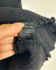 ME + EM Black 100% Cotton Cheesecloth Shirred Bandeau Peplum Top