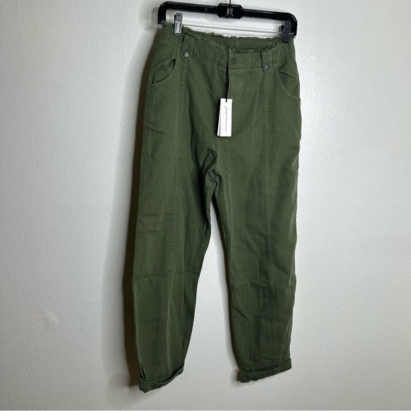 Unsubscribed 100% Cotton Green Tapered Utility Style Pant