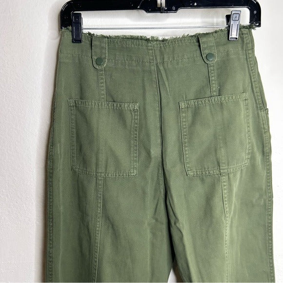 Unsubscribed 100% Cotton Green Tapered Utility Style Pant