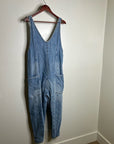 Free People 100% Cotton Denim High Roller Straight Leg Jumpsuit