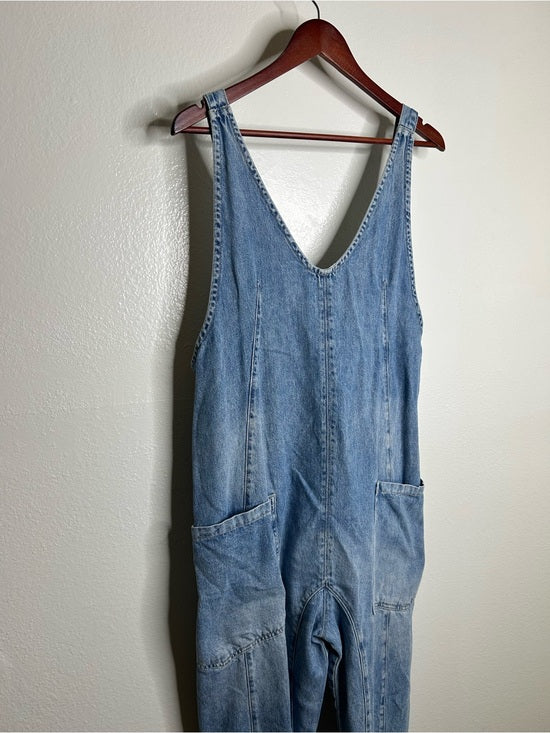Free People Free People 100% Cotton Denim High Roller Straight Leg Jumpsuit - Cotton, Denim