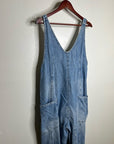 Free People 100% Cotton Denim High Roller Straight Leg Jumpsuit