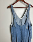 Free People 100% Cotton Denim High Roller Straight Leg Jumpsuit