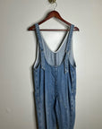 Free People 100% Cotton Denim High Roller Straight Leg Jumpsuit