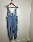 Free People 100% Cotton Denim High Roller Straight Leg Jumpsuit