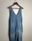 Free People 100% Cotton Denim High Roller Straight Leg Jumpsuit