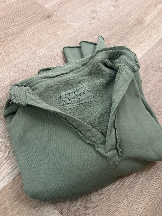 Frank &amp; Eileen 100% Cotton Triple Terry Patrick Popover Sweatshirt Top Green