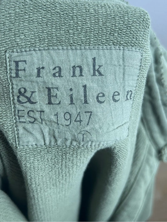 Frank &amp; Eileen 100% Cotton Triple Terry Patrick Popover Sweatshirt Top Green