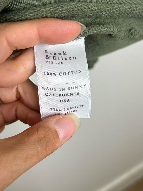 Frank &amp; Eileen 100% Cotton Triple Terry Patrick Popover Sweatshirt Top Green