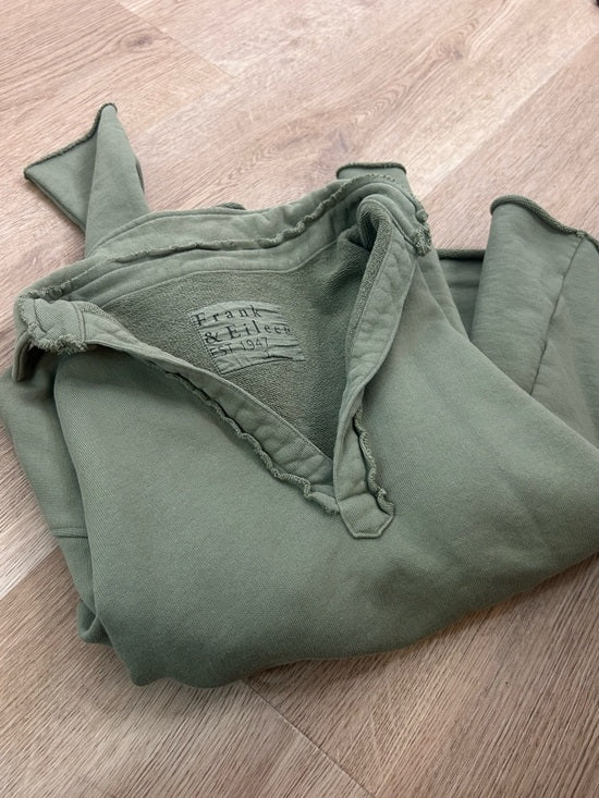 Frank &amp; Eileen 100% Cotton Triple Terry Patrick Popover Sweatshirt Top Green
