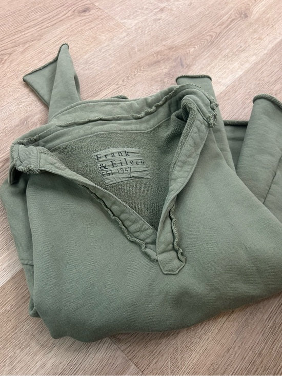 Frank &amp; Eileen 100% Cotton Triple Terry Patrick Popover Sweatshirt Top Green